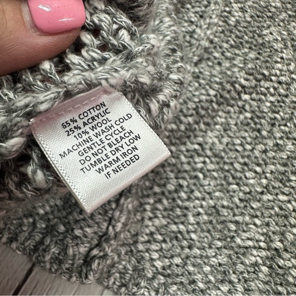 LOFT ann taylor heathered Gray Open-Front Cardigan cotton wool blend sz large - Picture 7 of 8